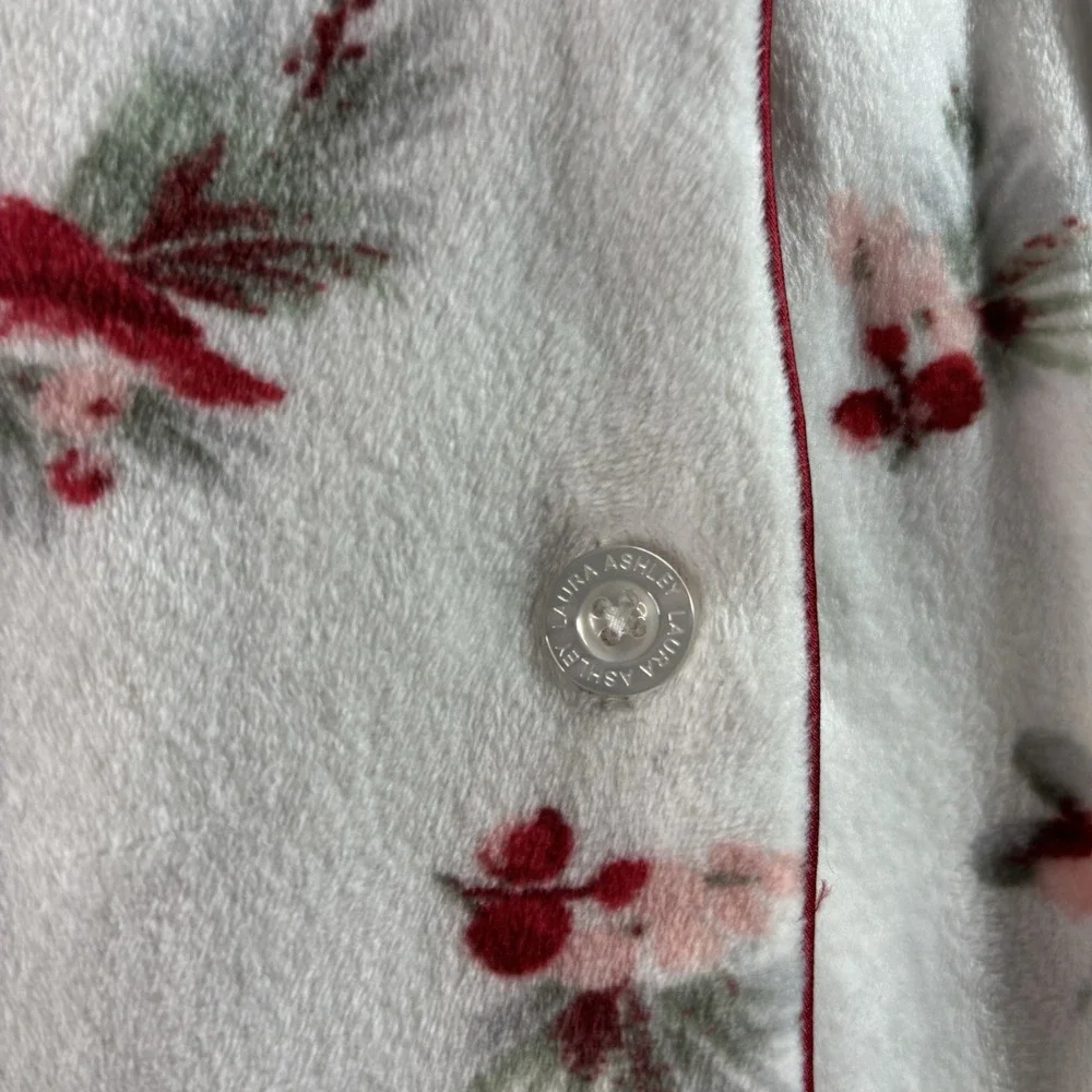 LAURA ASHLEY Sleep Shirt Pajama Top XL White Florals